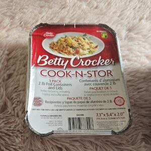 NEW Betty Crocker Red and White Cook-N-Stor 3-Pack Foil Containers no Lids